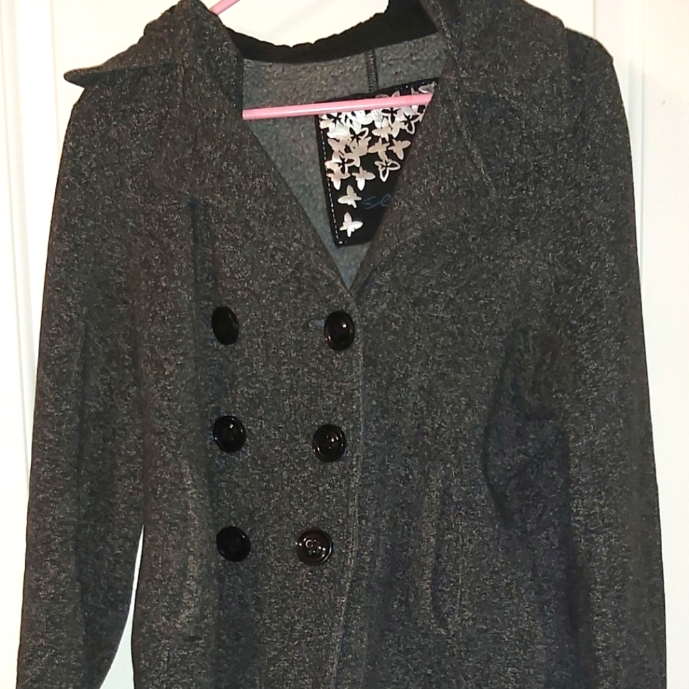 Sebby Hooded Pea Coat Style Jacket